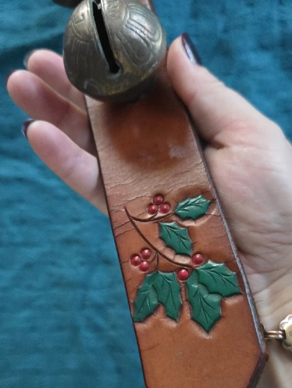 Brown Leather Wrist Strap with Decorative Conchos - Brown